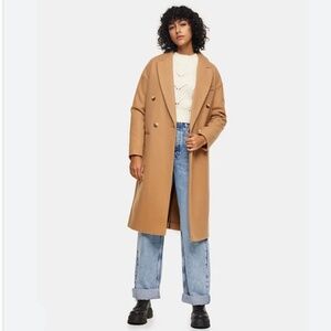 Like New Topshop Classic Double Breasted Coat In Camel